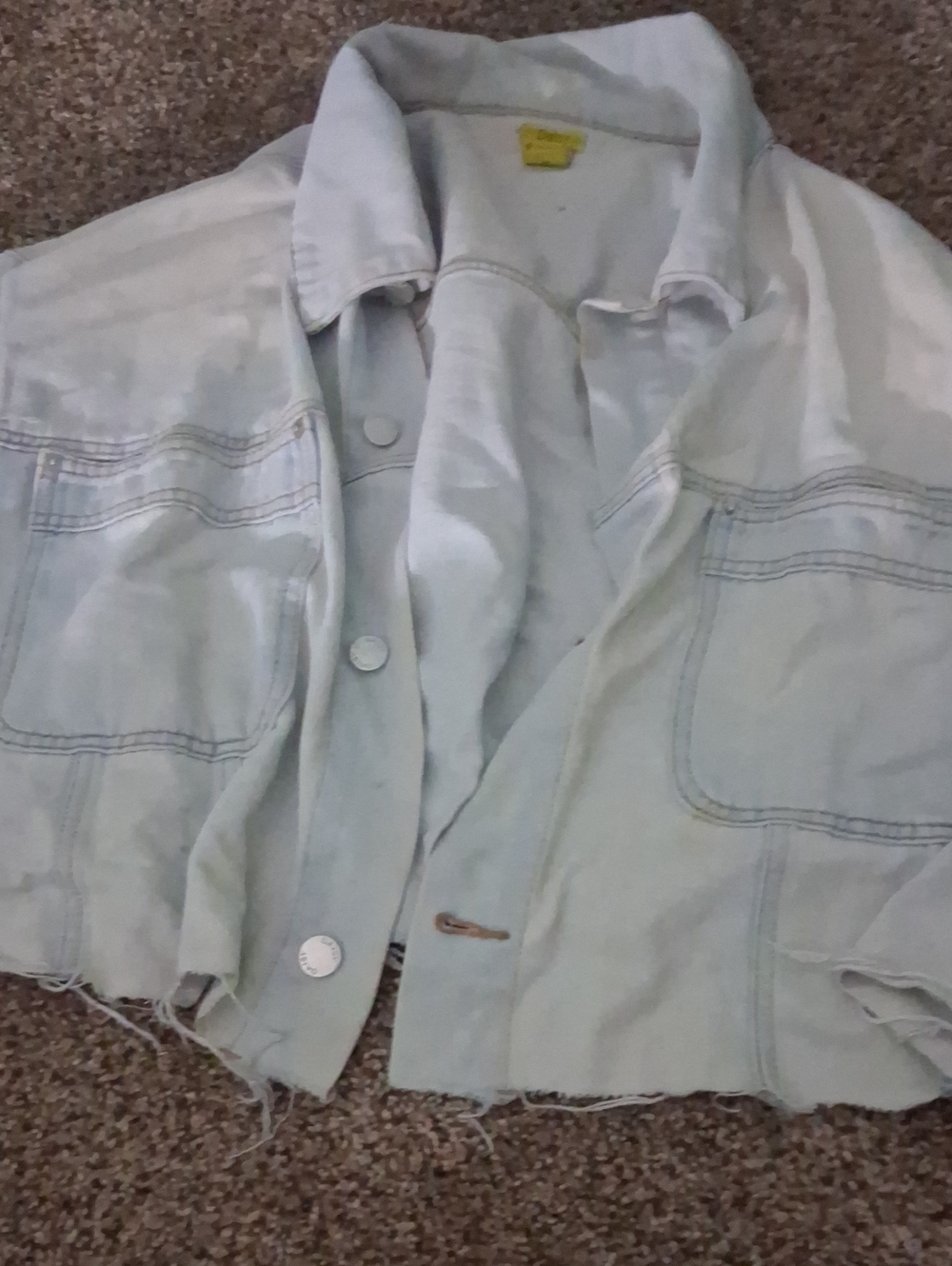 Daisy Light Mint Cropped Denim Jacket